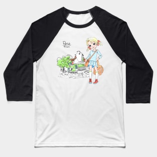 Cute girl in Paris, France Baseball T-Shirt